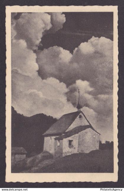 Vintage postcard Wiesbaden rural chapel church clouds Hesse Germany 1930s