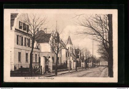 AK Willich, Bahnhofstrasse mit Bäumen