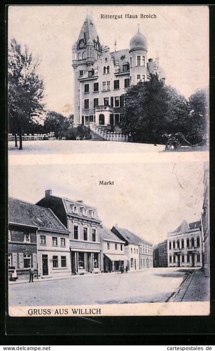 AK Willich, Rittergut Haus Broich, Markt