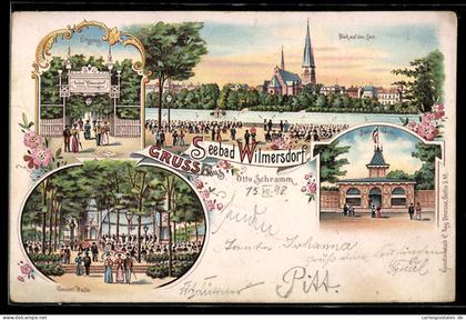 Lithographie Berlin-Wilmersdorf, Seebad Wilmersdorf Otto Schramm, Concerthalle