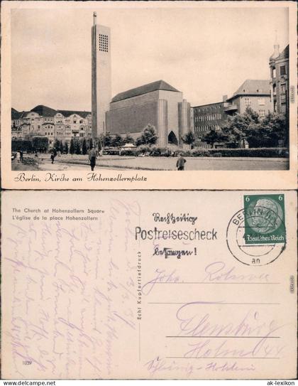 Wilmersdorf-Berlin Straßenpartie und Kirche am Hohenzollernplatz 1937