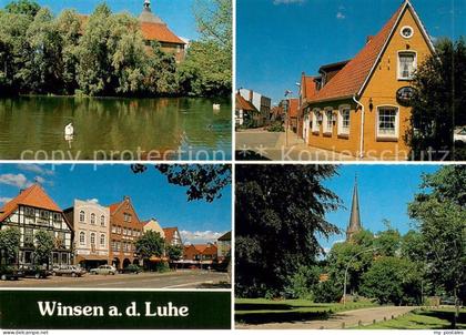 Winsen Luhe Teichpartie Gasthaus Geschaeftshaeuser Kirche Park