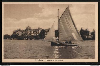 AK Hamburg-Winterhude, Alsterpartie bei Bellevue