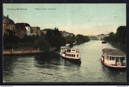 AK Hamburg-Winterhude, Partie beim Leinpfad