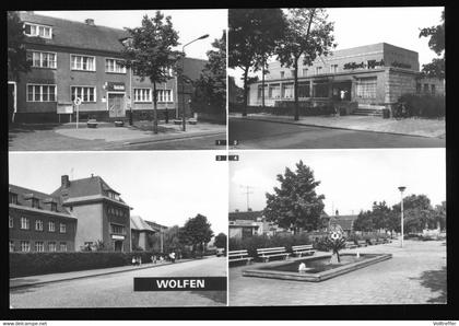 DDR AK 1980 Mehrbild Wolfen mit Apotheke, Rat der Stadt, Kinderstätte VEB Filmfabrik Wolfen, Markt