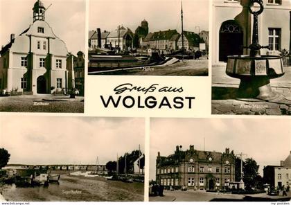 Wolgast Mecklenburg-Vorpommern Rathaus Hafen Marktbrunen Segelhafen Postamt