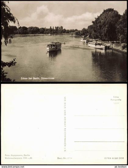 Ansichtskarte Woltersdorf Erkner bei Berlin, Dämeritzsee Schiffe 1961