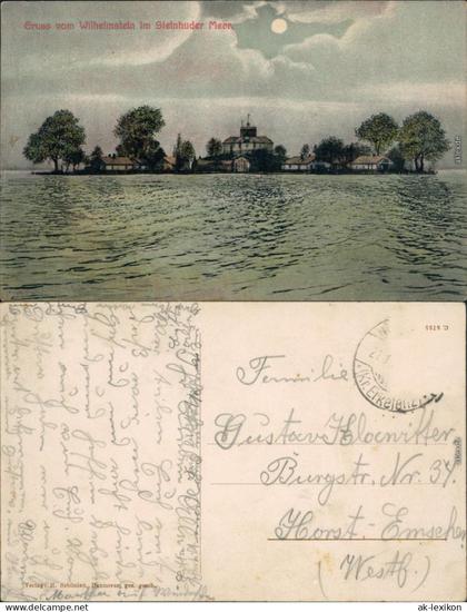 Ansichtskarte Wunstorf Mondschein, Steinhuder Meer - Wilhelmstein 1913