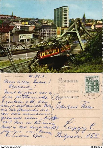 Ansichtskarte Wuppertal WUPPERTAL - Stadtmitte Schwebebahn 1965