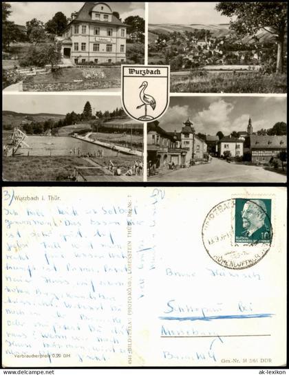 Ansichtskarte Wurzbach 4 Bild Schwimmbad, Stadt 1961