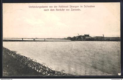 AK Zarrentin, Verbindungsdamm von der Halbinsel Strangen im Schaalsee nach dem Nordufer