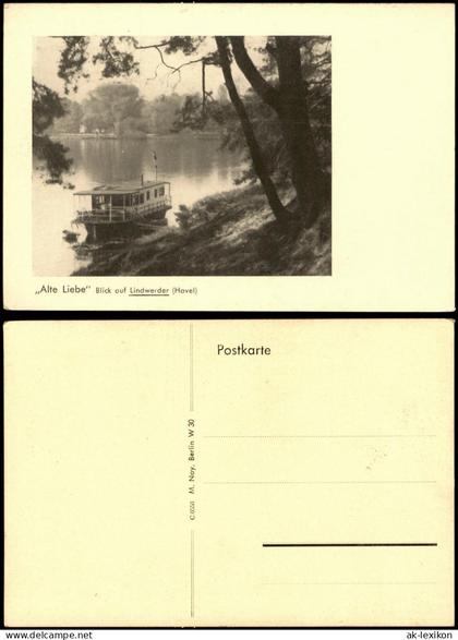 Ansichtskarte Zehlendorf-Berlin Lindwerder Boot Fähre 1932