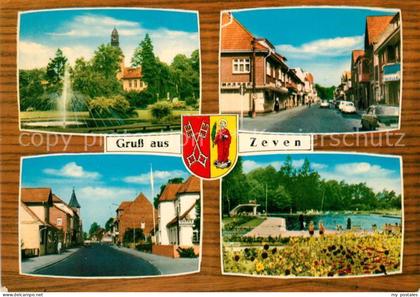 Zeven Teilansichten Springbrunnen Kirche Freibad Wappen