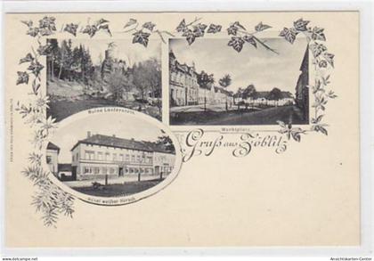 39037628 - Zoeblitz im Erzgebirge. Ruine Lauterstein Marktplatz Hotel weisser Hirsch. Ungelaufen,  Leichter Bug oben li