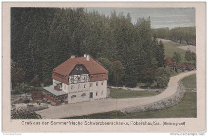AK Hintergrund Pobershau Gasthof Hotel Schwarzbeerschänke Stempel bei Marienberg Ansprung Zöblitz Rübenau Neusorge