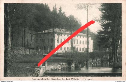 AK Zöblitz Gasthof Kniebreche a Pobershau Ansprung Marienberg Pockau Lengefeld Kühnhaide Rübenau Erzgebirge Bahnpost