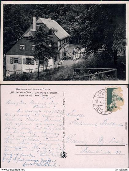 Zöblitz Partie an der Hüttstattmühle Ansichtskarte Erzgebirge 1935
