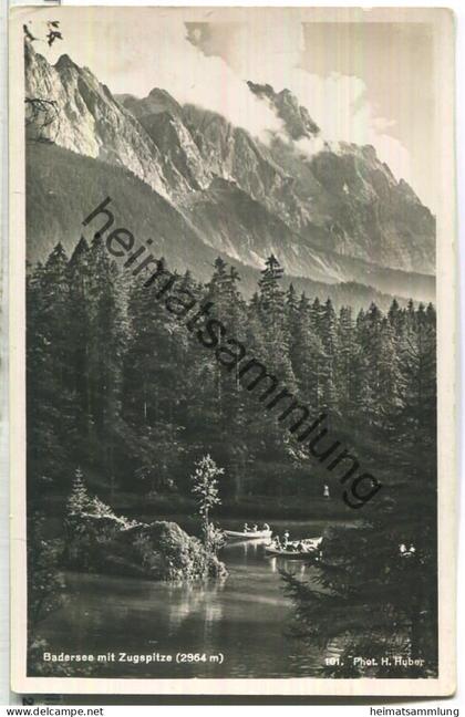 Badersee mit Zugspitze - Foto-Ansichtskarte - Alpiner Kunstverlag Hans Huber München