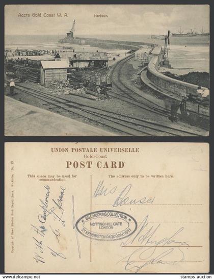 Gold Coast Ghana Old Postcard Accra WA Harbour, Jetty Ship Boat Railway Railroad