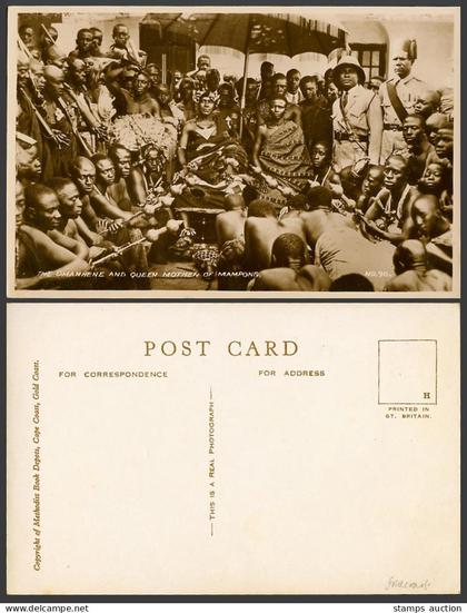 Gold Coast Ghana Old Postcard Omanhene Paramount Chief & Queen Mother of Mampong