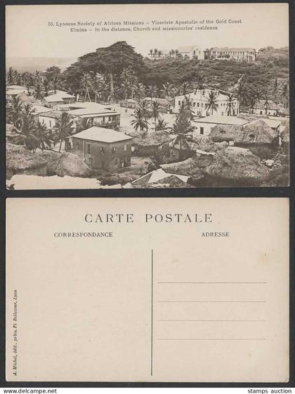 Gold Coast Ghana Old Postcard Vicariate Apostolic Elmina Church Native House Hut