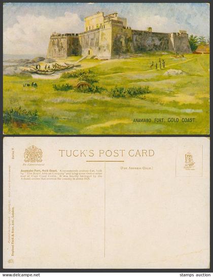 Gold Coast Ghana Old Tuck's Postcard Anamabo Fort 17th century Royal African Co.