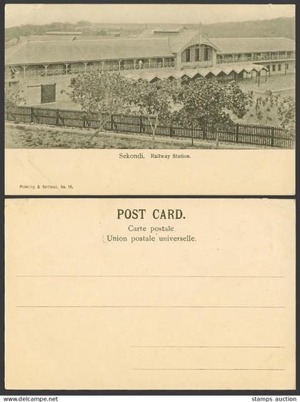 Gold Coast Ghana Old UB Postcard Sekondi Railway Station Train Station Rail N.16