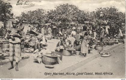 PC GHANA GOLD COAST ACCRA OPEN MARKET VINTAGE POSTCARD (b69260)