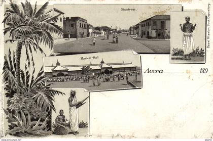 PC GHANA GOLD COAST ACCRA SCENES VINTAGE LITHO POSTCARD (b69262)