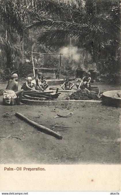 PC GHANA GOLD COAST PALM-OIL PREPARATION VINTAGE POSTCARD (b69237)
