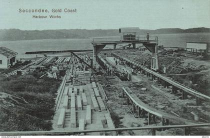 PC GHANA GOLD COAST SEKONDI SECCONDEE HARBOUR WORKS VINTAGE POSTCARD (b69273)