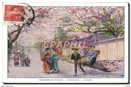 CPA Japon Nippon Cerisiers en fleurs Yokohama
