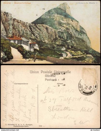 Postcard Gibraltar Gibraltar Governor's Cottage 1909