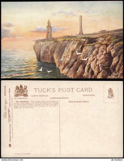 Postcard Gibraltar GIBRALTAR LIGHTHOUSE (Leuchtturm) Künstlerkarte 1910