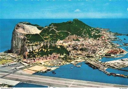 GIBRALTAR Gibilterra Rock-of-Gibraltar Felsen Luftaufnahme Hafen Flughafen Stadt