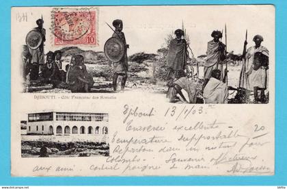 DJIBOUTI Picture Post Card Cote Francaise warriors 1903 Djibouti