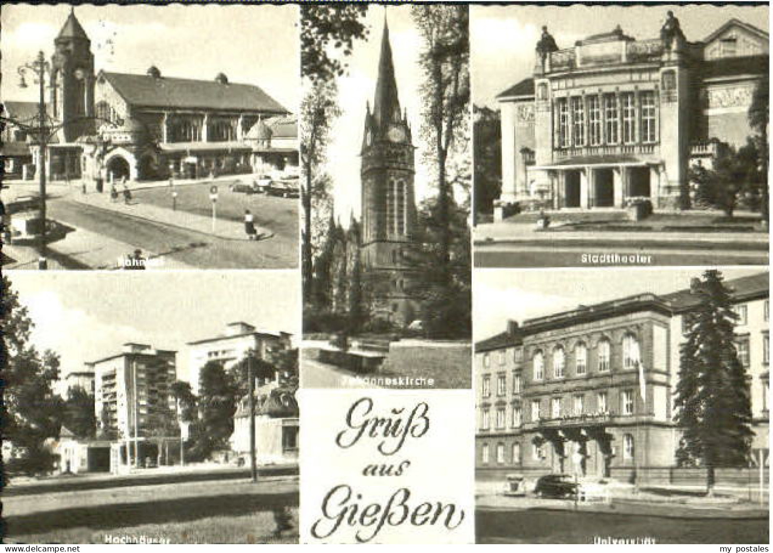 Giessen Lahn Giessen Kirche Bahnhof Theater Universitaet x 1962