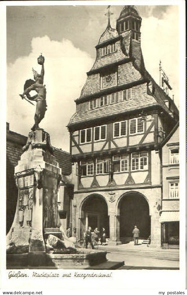 Giessen Lahn Giessen Marktplatz Denkmal x 1957
