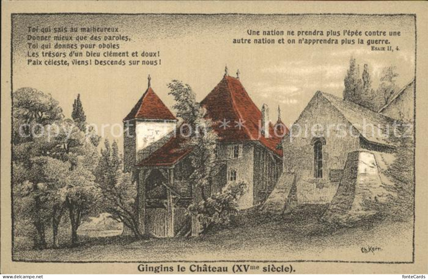 Gingins Chateau Zeichnung