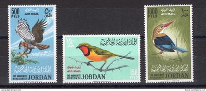 Giordania - 1965 - P.A. Uccelli, Yvert serie n° 25/27. Certificato: Italia Colleziona srl. Cat. € 270 - MNH