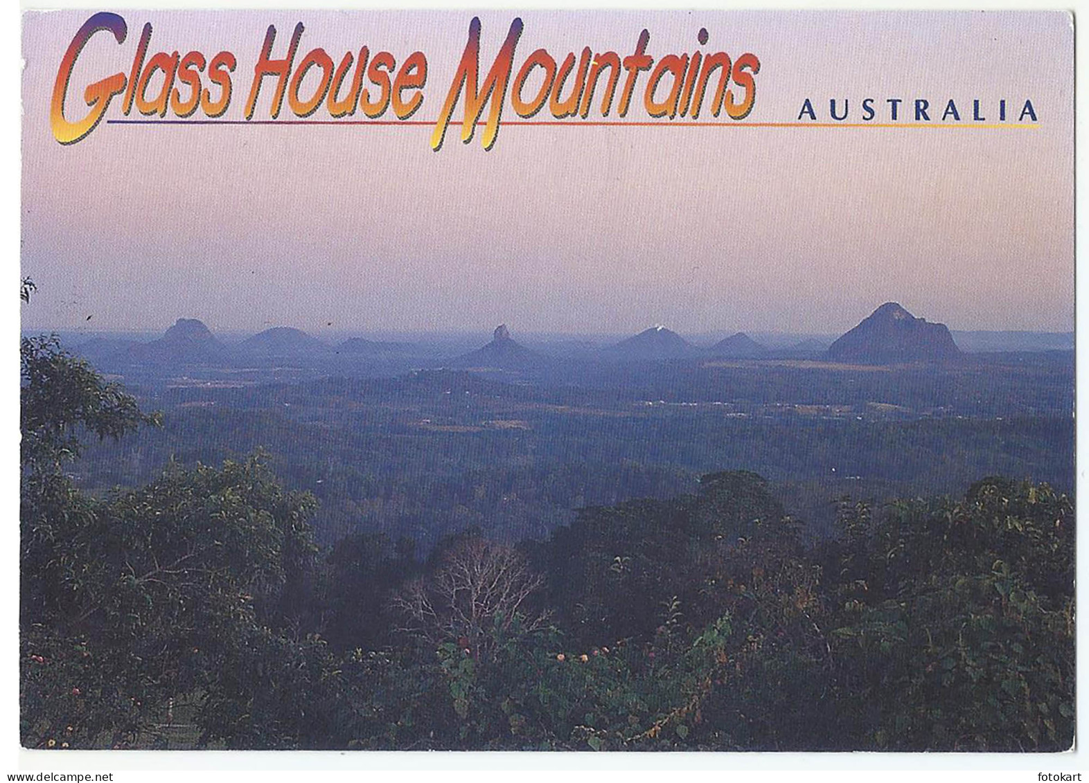 Glass House Mountains QLD Australia, Vintage PC, View at Dusk, 1997