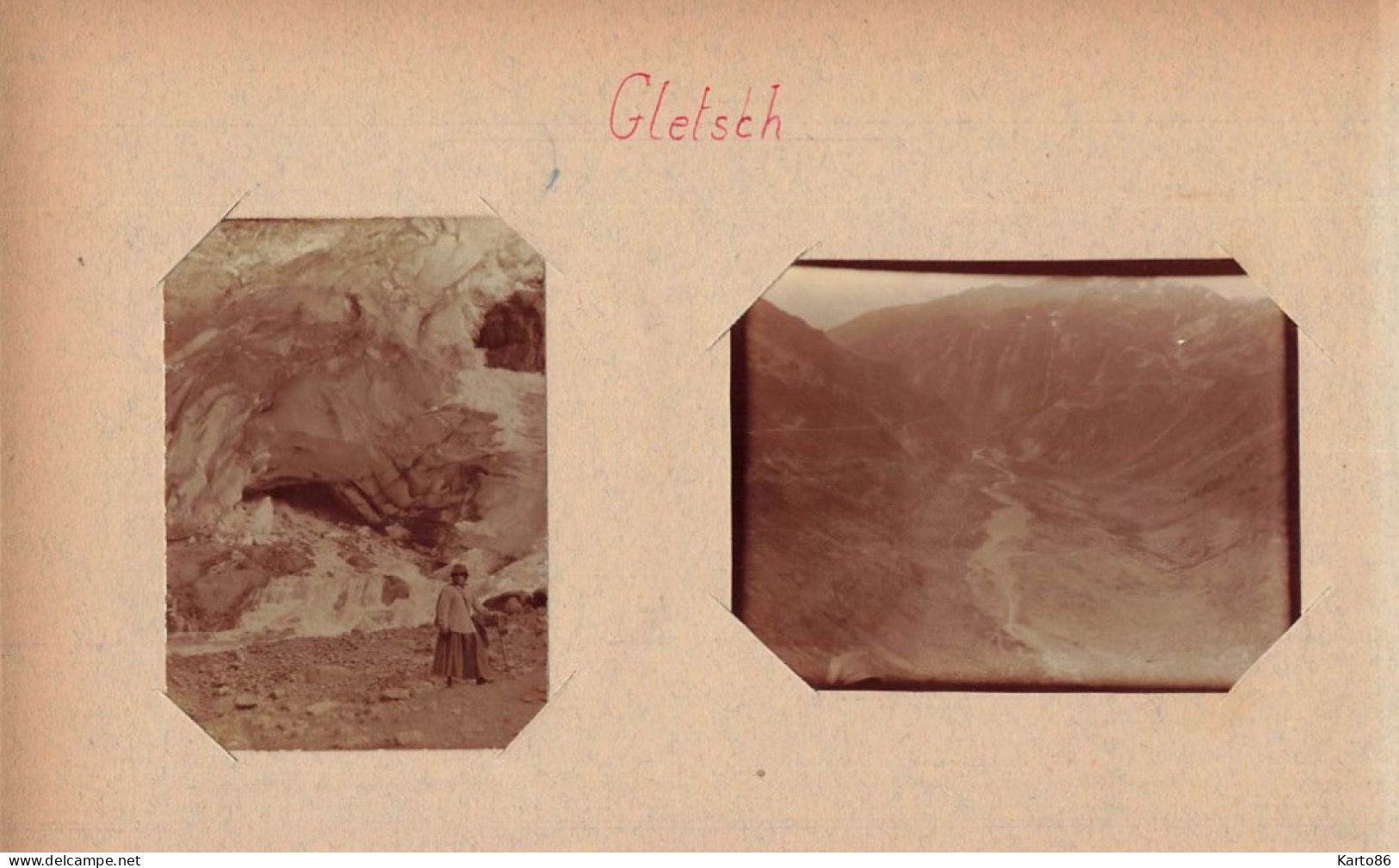 gletsch , obergoms , valais , suisse schweiz * 2 clichés anciens circa 1910
