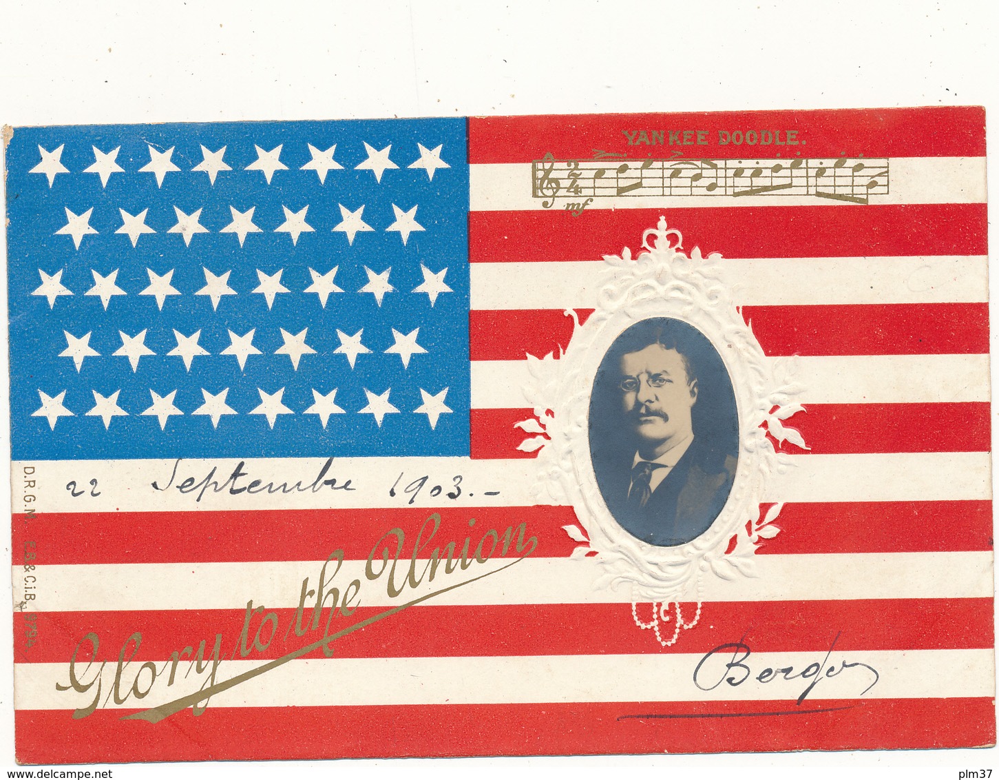 Glory to the Union, American Flag, Embossed Card
