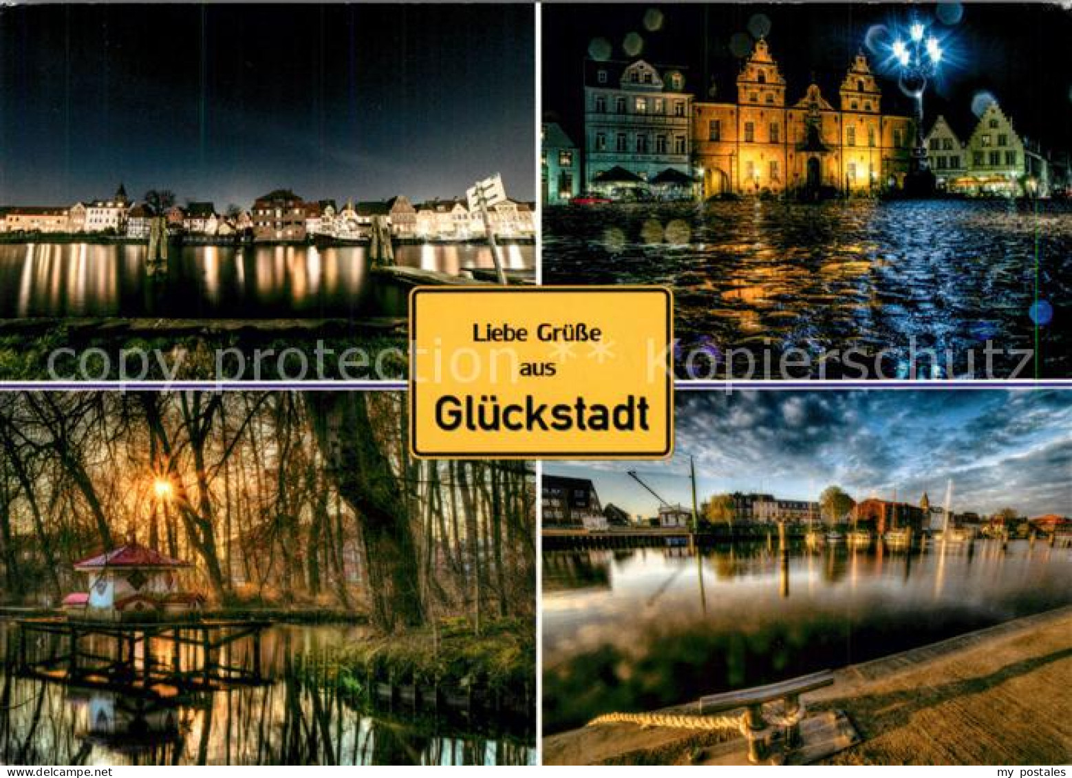 Glueckstadt Stadtpanoramen Nachtaufnahme