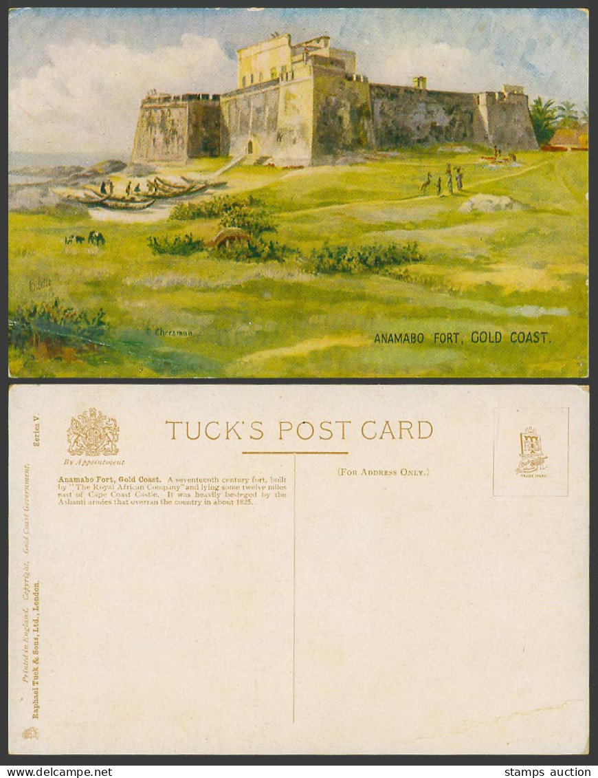 Gold Coast Ghana Old Tuck's Postcard Anamabo Fort 17th century Royal African Co.