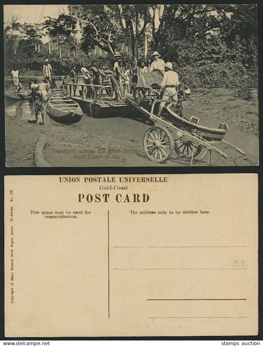 Gold Coast WA Old Postcard Transport Across River Densu