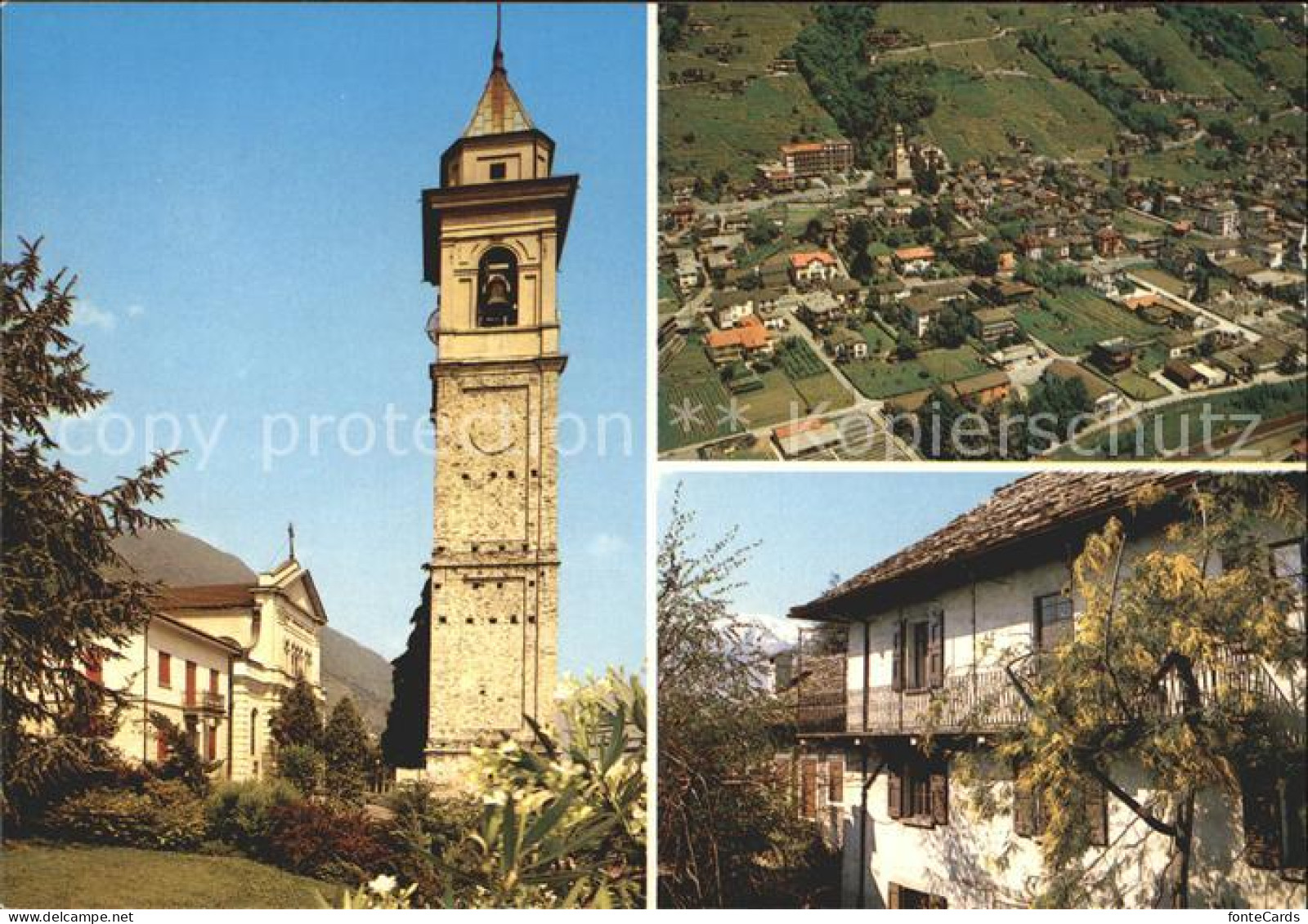 Gordola Fliegeraufnahme Kirche