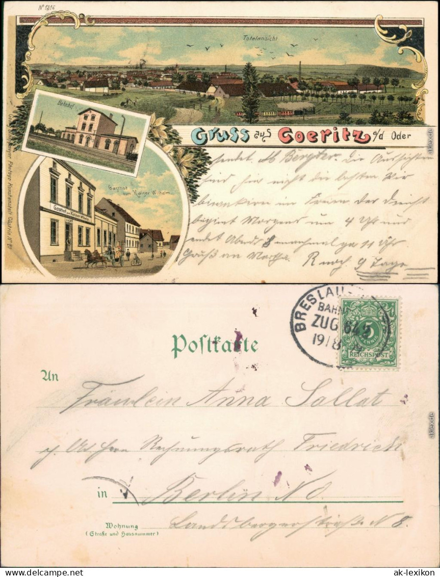 Göritz (Oder) Górzyca , Gasthaus, Bahnhof b Küstrin Frankfurt 	SłubiceC1899