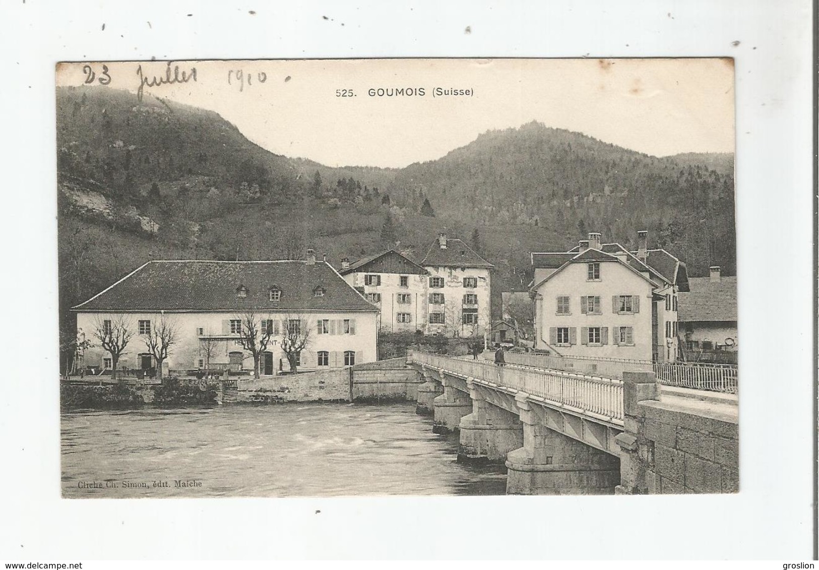 GOUMOIS (SUISSE) 525  (HABITATIONS ET PONT) 1910