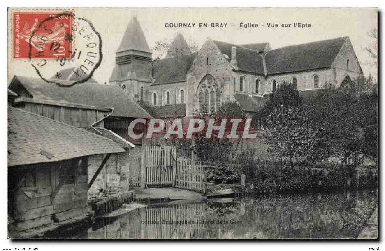 Gournay en Bray - L Eglise - Vue sur l Epte - CPA